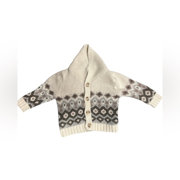 Gap Shawl Cowl Neck Cream Colored Patterned Cardigan 6-12 Babies EUC - Picture 4 of 9